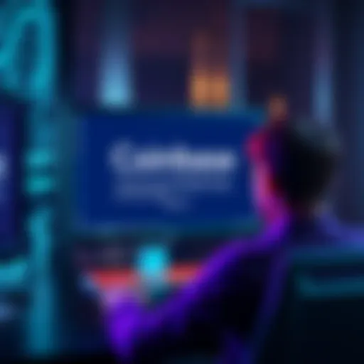 A computer screen displaying a locked Coinbase account message, with frustrated user watching in the background.