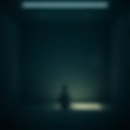A person sitting alone in a room, looking thoughtful and introspective, surrounded by shadows, symbolizing the feeling of being locked in.