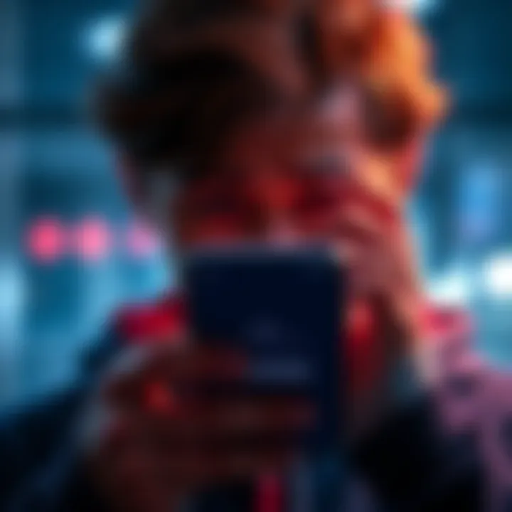 A frustrated person looking at a smartphone with the Click app open, showing a login error message related to recovery phrase issues.
