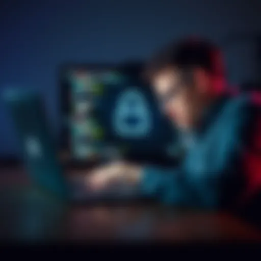 A person looks frustrated while trying to log into an account on a laptop, showing a continuous login screen.