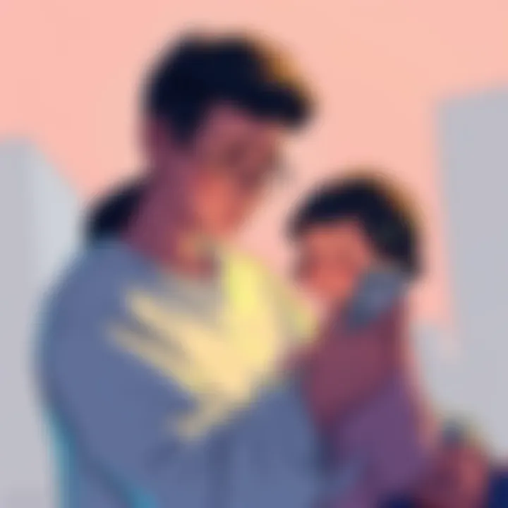 A sad parent holding a baby while looking at a smartphone showing a crypto wallet with a negative balance, symbolizing loss in a dust attack.