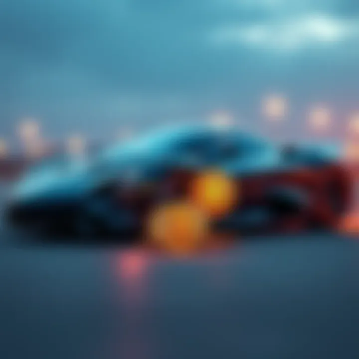 A luxury car alongside cryptocurrency symbols, representing the connection between car culture and crypto investment.
