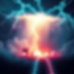 A powerful magnetic storm affecting electronic devices, symbolizing the threat to blockchain nodes.