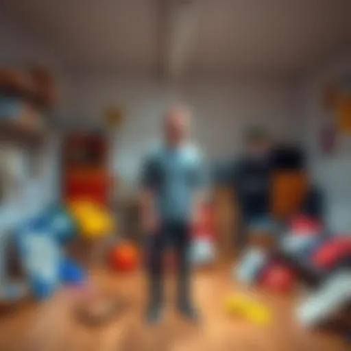 A man stands in an empty room surrounded by sold items, looking determined as he invests everything into XRP.