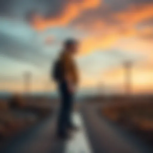 A man standing at a crossroads, looking thoughtful as he considers his choices.