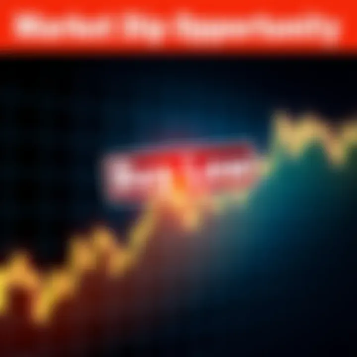 A graph showing a downward trend in the stock market with a bold 'Buy Low' sign overlayed, signaling a chance for investment during a dip.