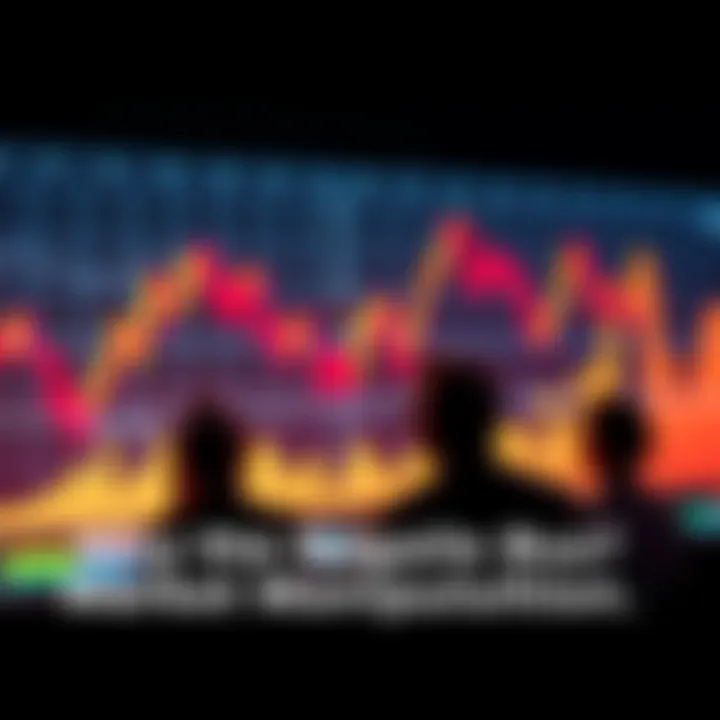 Graph showing declining market trends with worried investors looking at their charts