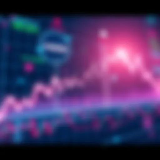 A graph showing fluctuating market prices with an upward and downward trend line, symbolizing investor sentiment.