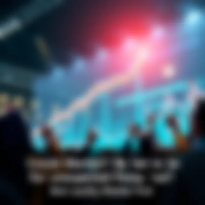 Market Surge Visualization A graph showing an upward trend in market performance with excited investors looking on.