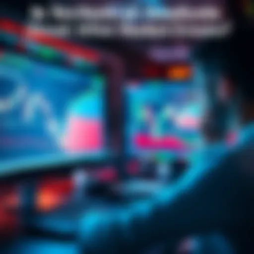 A person looking at charts on a computer screen while analyzing market patterns and trends amid fluctuations.