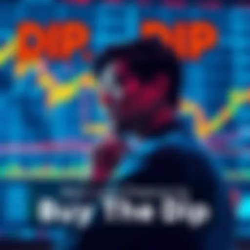A person contemplating investment decisions with a stock chart showing a downward trend in the background.