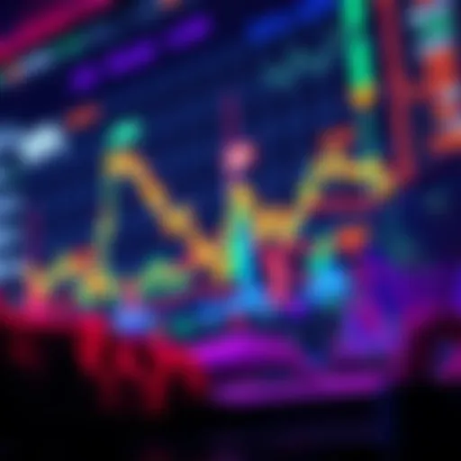 An investor looking at a stock chart showing a downward trend, readying buy orders on a laptop.