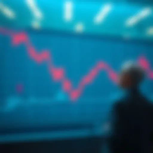 A graph showing a decline in market values, symbolizing a market pullback, with a calm investor watching the changes.