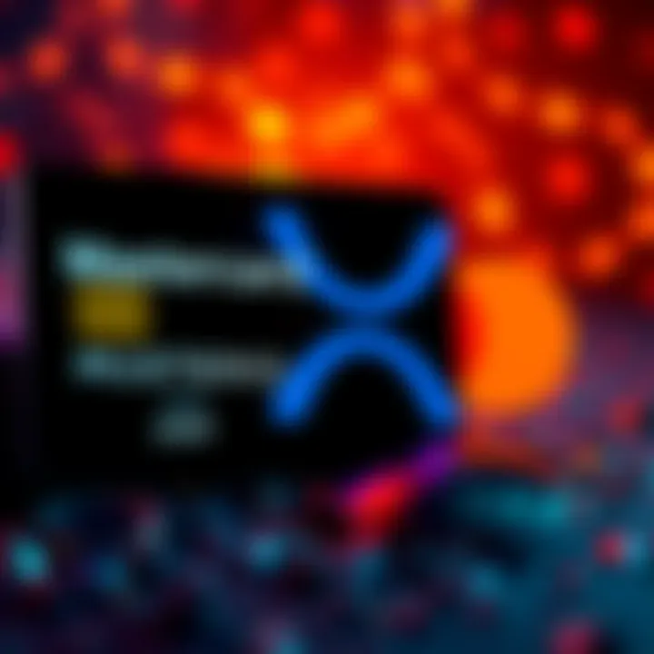 Mastercard logo beside XRP logo, symbolizing an upcoming partnership for cryptocurrency innovation.
