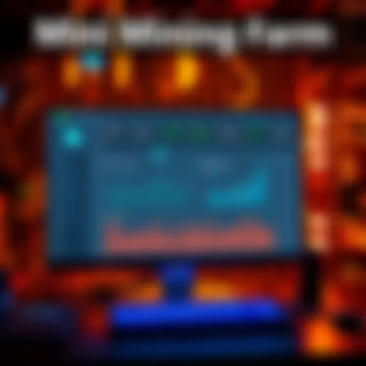 A computer screen displaying performance metrics of a mini mining farm for cryptocurrency