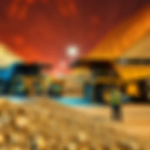 A mining site showcasing equipment and people working, highlighting profits and growth potential for retirement.