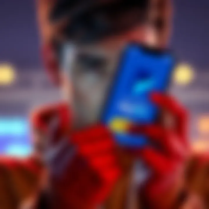 A worried person looking at their phone with a PayPal logo and a declining bank balance on the screen