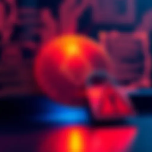 Illustration showing Monero logo with a digital lock and warning sign, symbolizing security risks in cryptocurrency.