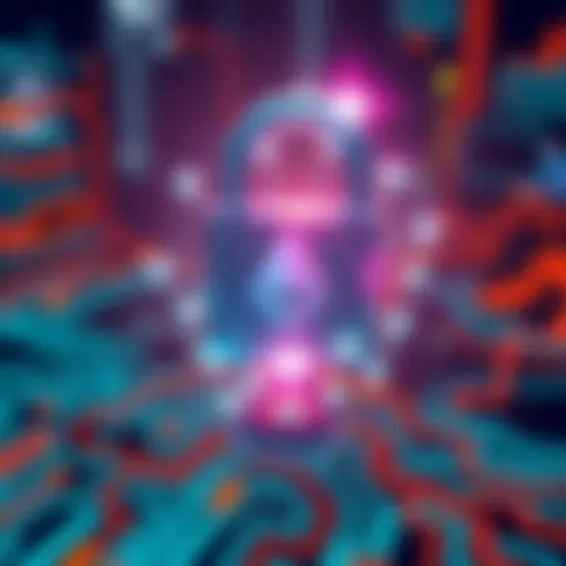 Illustration of a digital lock symbolizing security with Monero logo and 10-block structure around it