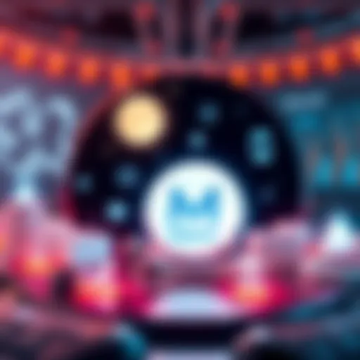 A graphic showing the MOON token logo with symbols for partnerships, a giveaway, and an app in the background.