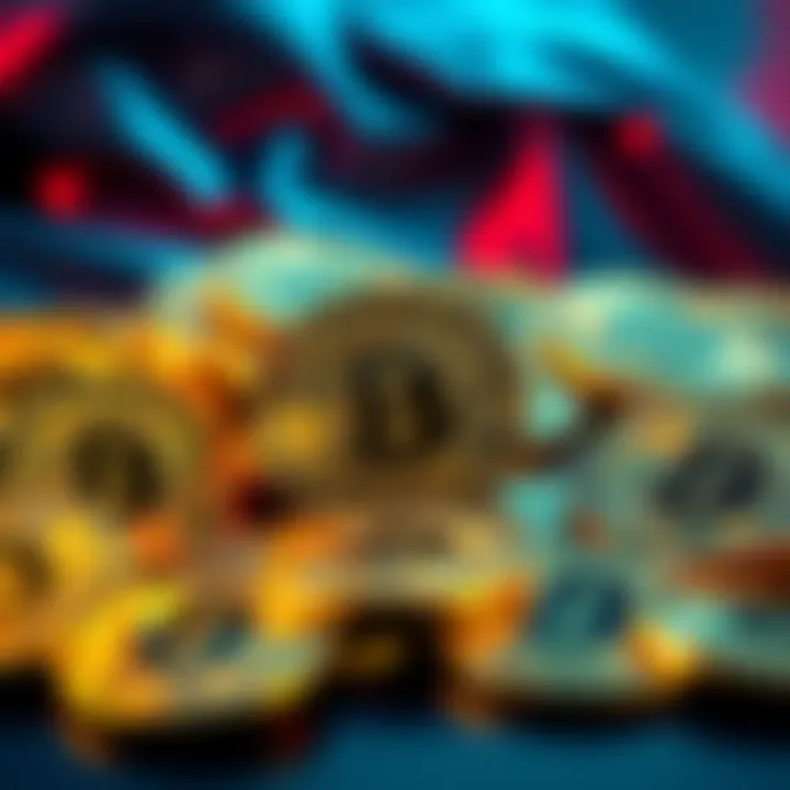 Multiple Bitcoin Coins A collection of shiny golden coins with the Bitcoin logo on them, representing several units of Bitcoin currency.