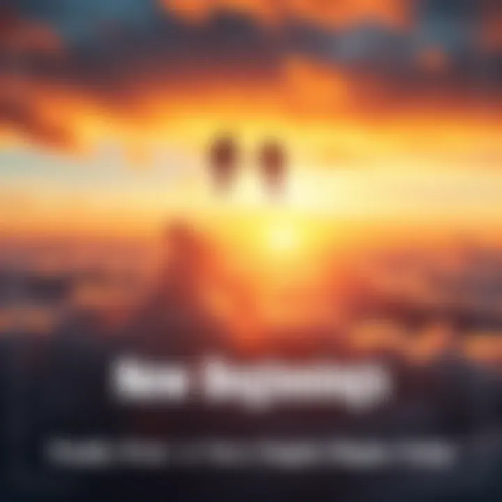 A sunrise symbolizing new opportunities and fresh starts, with soft clouds and warm light