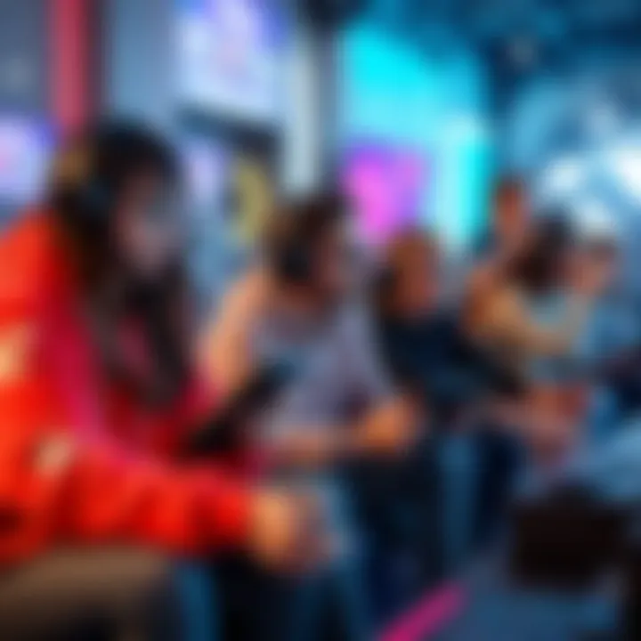 A group of diverse gamers sitting together, discussing strategies and tips for improving in games.