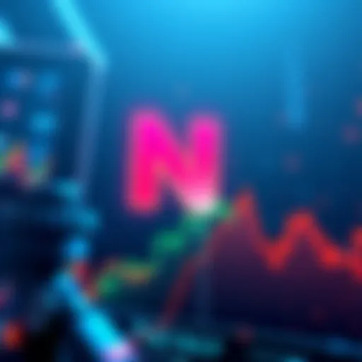 Nexo logo with a graph showing declining performance while other cryptocurrency logos rise