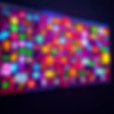 Colorful NFTs displayed on a digital screen representing the vibrant NFT activity on the Polygon network.