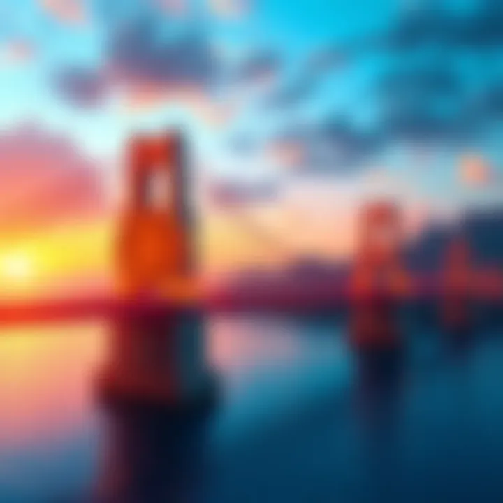 A visual representation of the Nomic token alongside a bridge connecting to Bitcoin, symbolizing innovation in cryptocurrency.