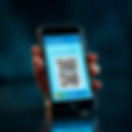 An old smartphone displayed with a digital wallet app open, showcasing QR codes and security features for cold storage of cryptocurrency.