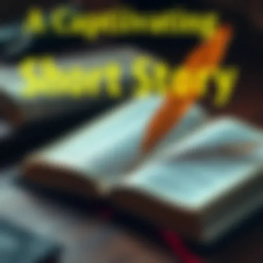 An open book with a quill pen resting on its pages, representing storytelling and creativity.