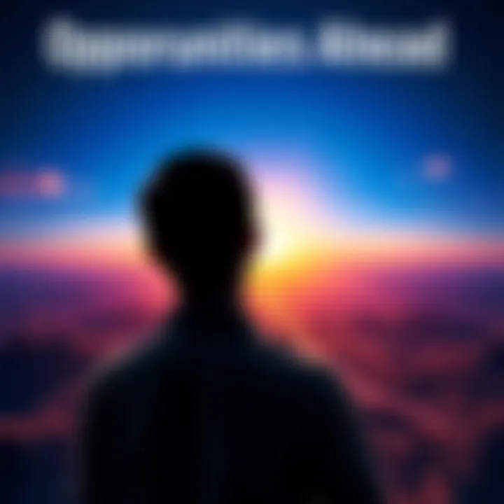 A person looking towards a bright horizon with open paths representing new opportunities