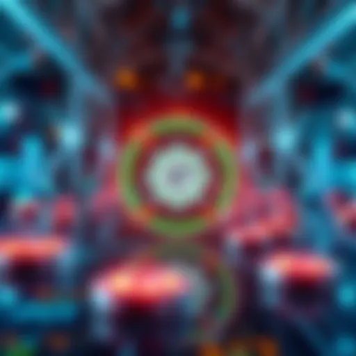 An image showing a digital representation of Overledger Fusion with blockchain symbols and QNT tokens illustrating new staking options.