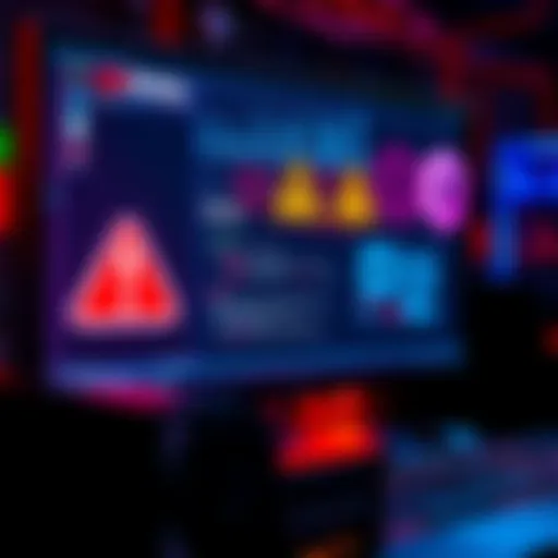 A computer screen displaying a P2pool node interface with warning signs about security risks.