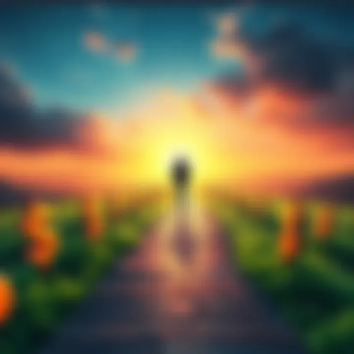 A person standing on a path with dollar signs, symbolizing achievements in personal finance.