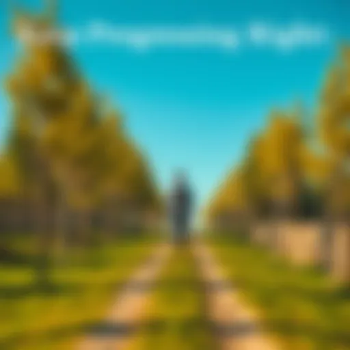 A person walking along a clear path surrounded by trees, symbolizing progress and moving forward in life.