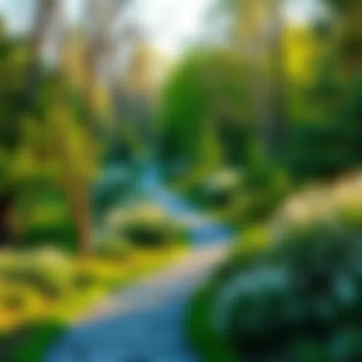 A winding path surrounded by trees and flowers, symbolizing life's journey and experiences.