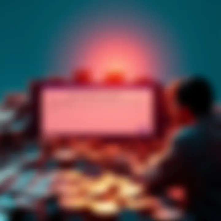 PayPal Partner Stablecoin Error Graphic showing a large pile of coins labeled 'stablecoins' with a shocked person looking at a computer screen displaying a technical error message