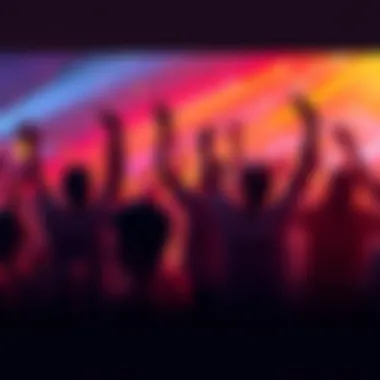 A lively group of people dancing joyfully together, showcasing excitement and unity for upcoming events.