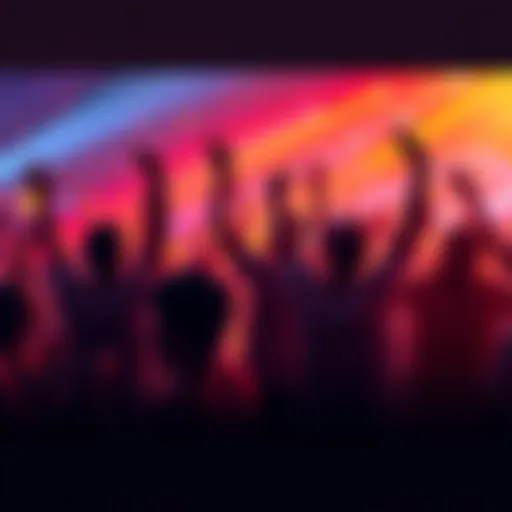 A lively group of people dancing joyfully together, showcasing excitement and unity for upcoming events.