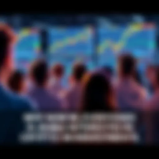 A group of people observing cryptocurrency charts on screens with excitement
