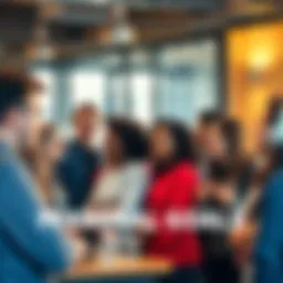 A diverse group of people discussing and sharing their personal goals in a lively setting