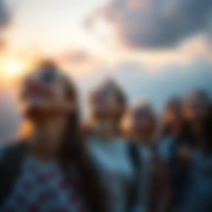 People Anticipating Change A diverse group of people looking toward the horizon with hopeful expressions, symbolizing excitement for upcoming changes.