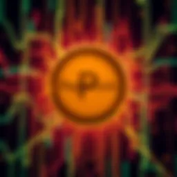 Pepecoin logo displayed in front of a digital blockchain background, highlighting its decentralized nature, and suggesting its rising popularity in the crypto community.