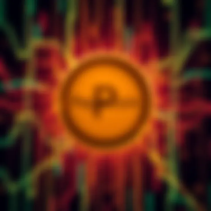 Pepecoin logo displayed in front of a digital blockchain background, highlighting its decentralized nature, and suggesting its rising popularity in the crypto community.