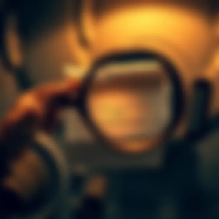A person holds a paper with faded words, using a flashlight and a magnifying glass to read the seed phrase for their crypto wallet.
