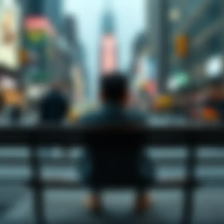 A person sitting on a bench with their head in their hands, surrounded by blurred city life, representing stress and overwhelm.