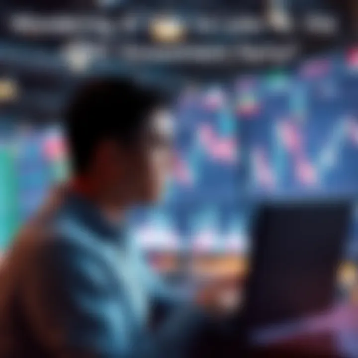 Individual contemplating their AMC stock investment while reviewing a stock chart on a laptop