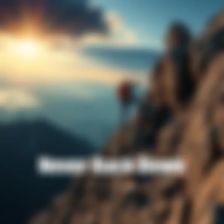 A person climbing a steep mountain, symbolizing resilience and courage in facing life's challenges.